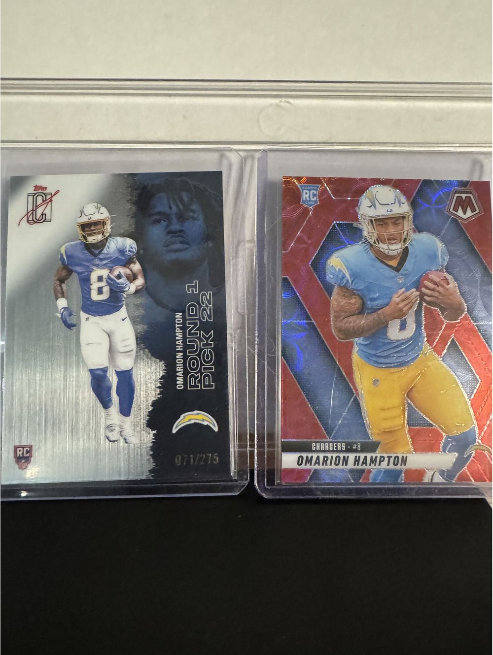 Omarion Hampton Los Angeles Chargers Rookie Football Cards Set of 2